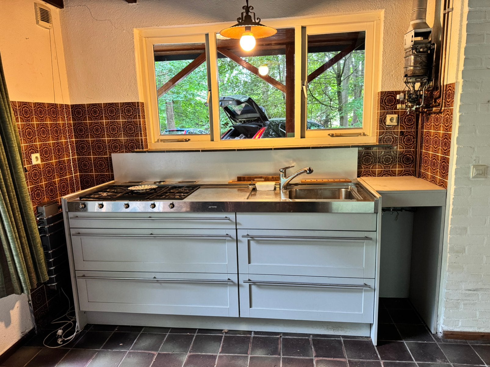 SMEG keukenblok 2.13m lang 73cm diep, Huis en Inrichting, Keuken | Complete keukens, Gebruikt, Enkelwandige keuken, Ophalen of Verzenden