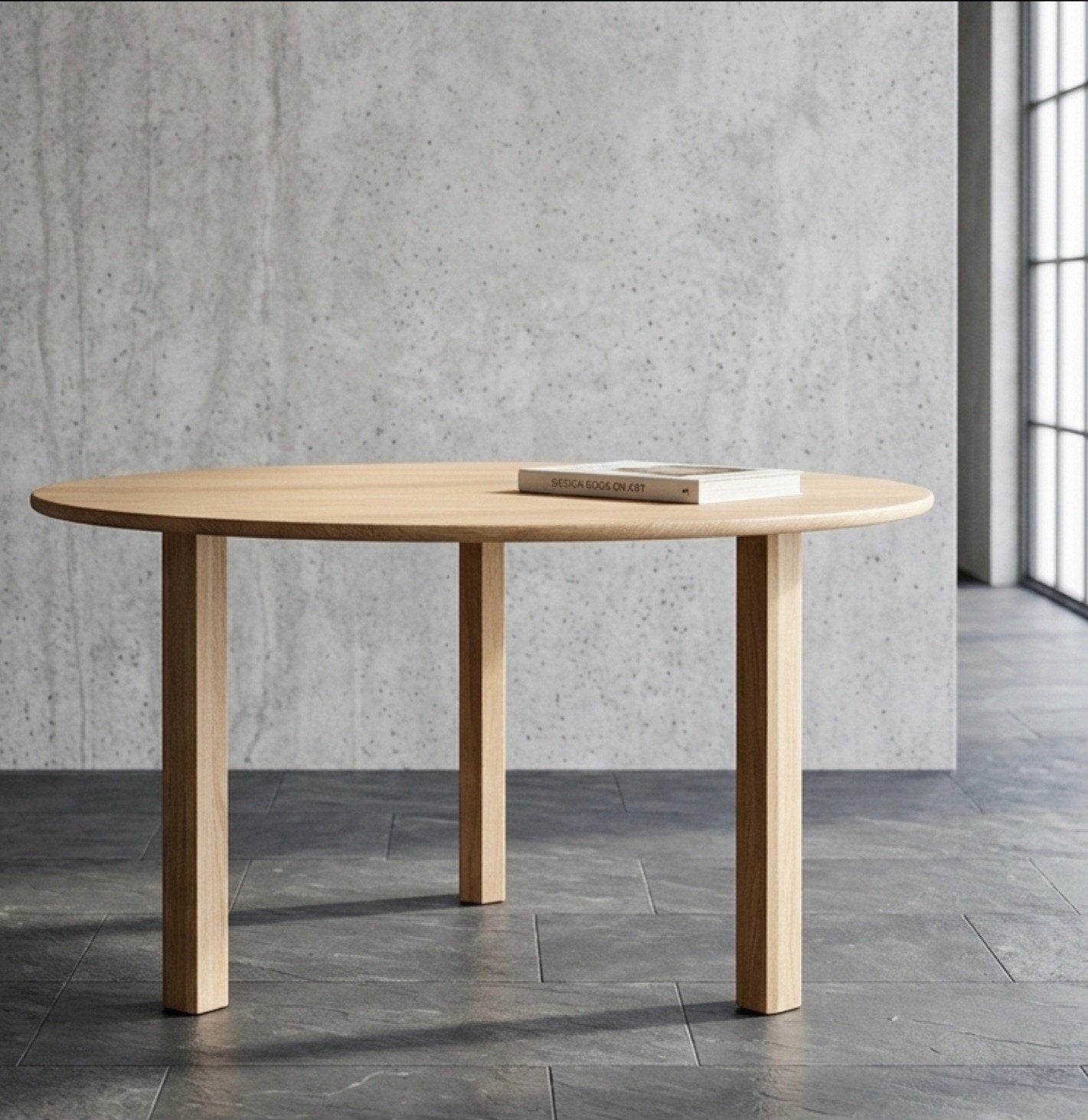 eettafel 120cm massief eiken, Ophalen, Nieuw, 4 tot 6 stoelen