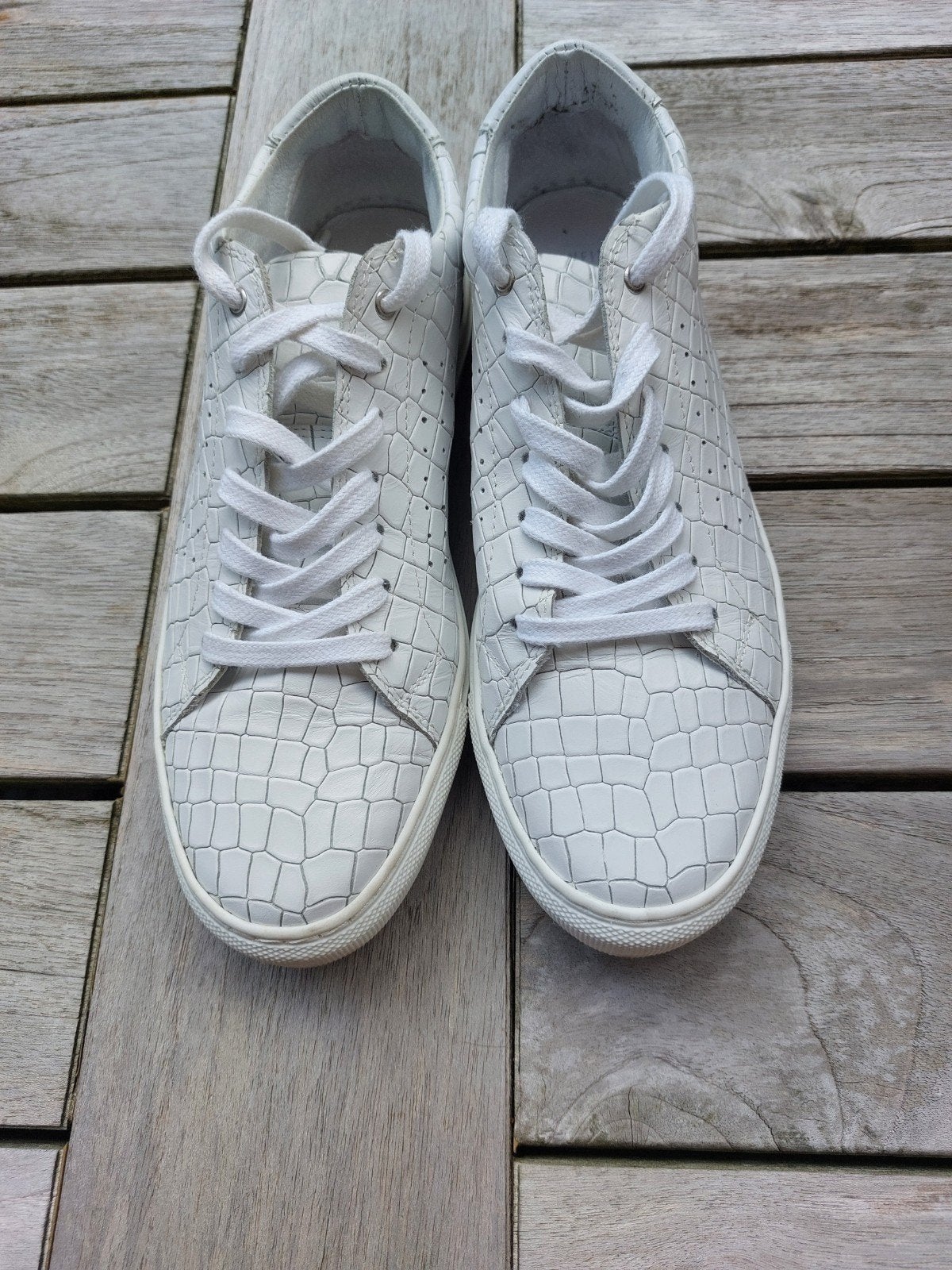 Sneaker Leer Manfield, Wit, Ophalen of Verzenden, Manfield, Sneakers of Gympen