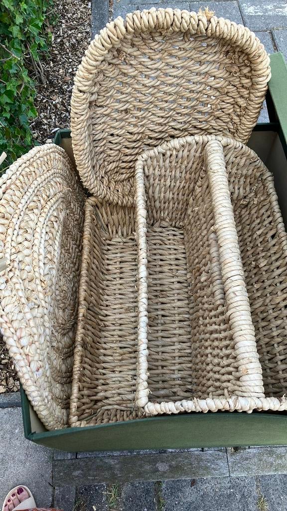Rotan opberg manden set, Ophalen of Verzenden, Zo goed als nieuw, Rond, Riet