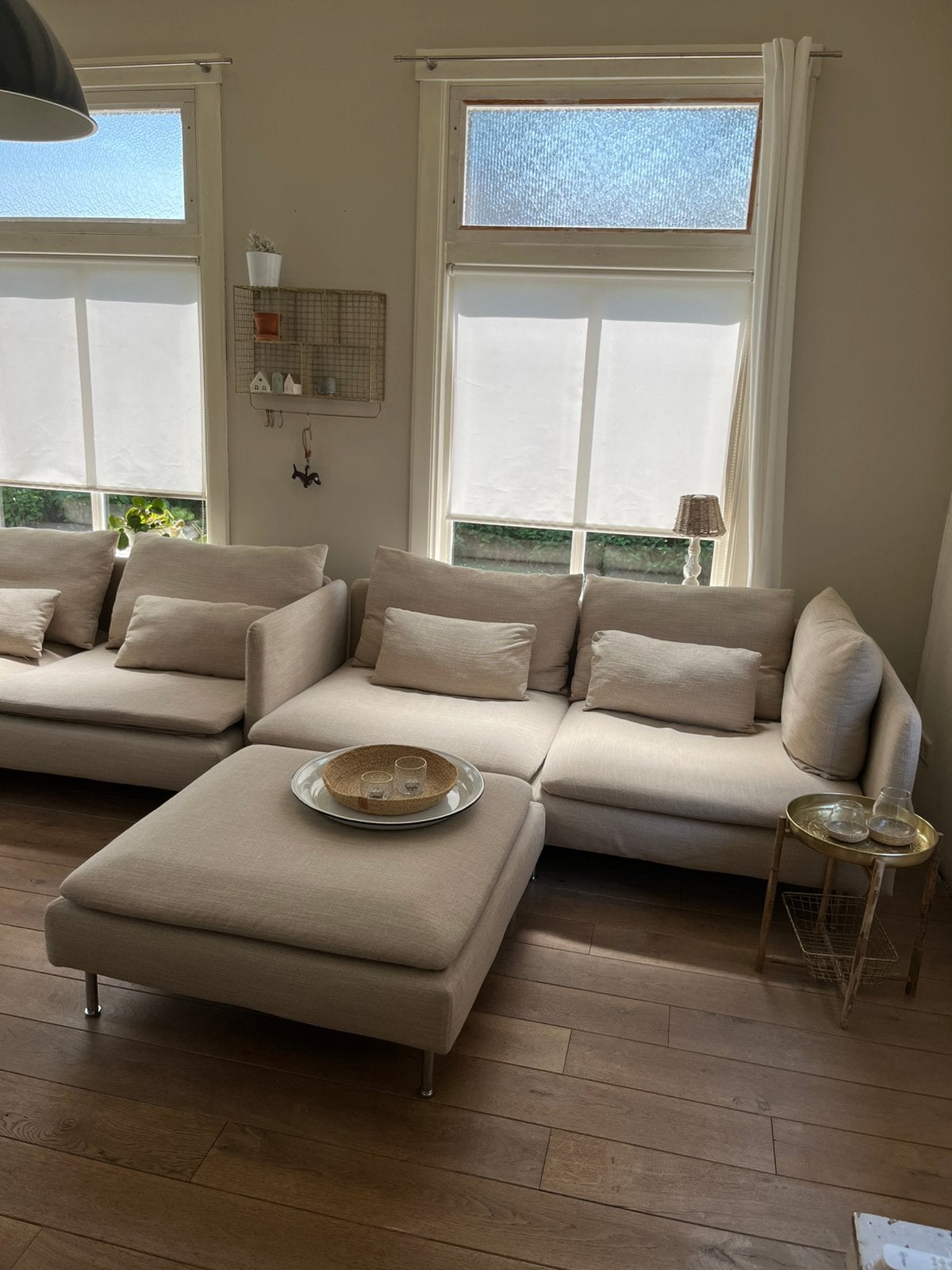 Ikea Söderhamn Beige Banken met Hocker, Ophalen, Zo goed als nieuw