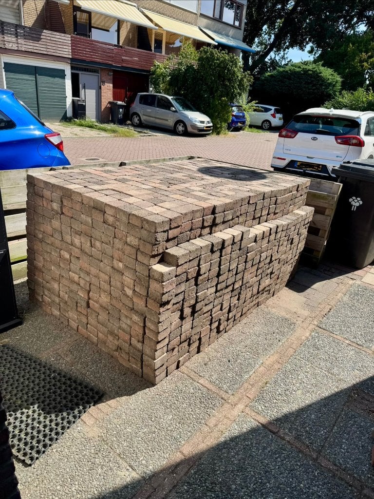 Oud-Hollandse trommelstenen 10x10x6 Circa 4000 stuks, Ophalen, Gebruikt, 10 m² of meer, Beton