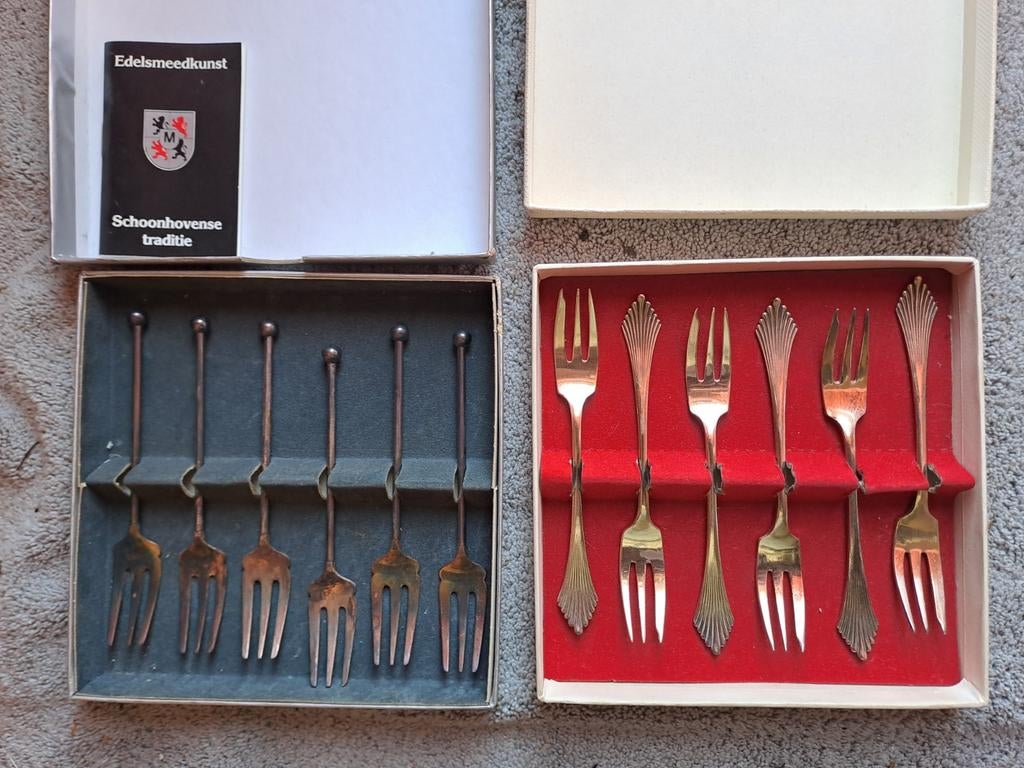 Antieke zilveren gebaksvorkjes - Schoonhovense traditie, Ophalen of Verzenden