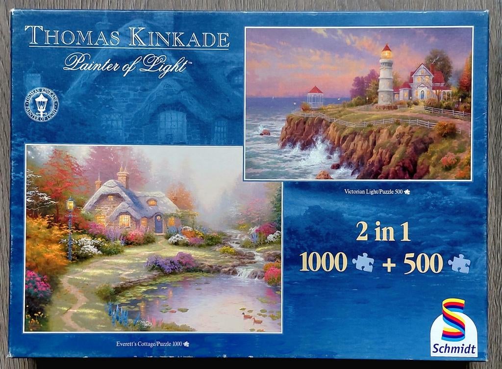 Thomas Kinkade puzzel 1000 + 500 compleet, Ophalen of Verzenden, 500 t/m 1500 stukjes, Zo goed als nieuw, Legpuzzel