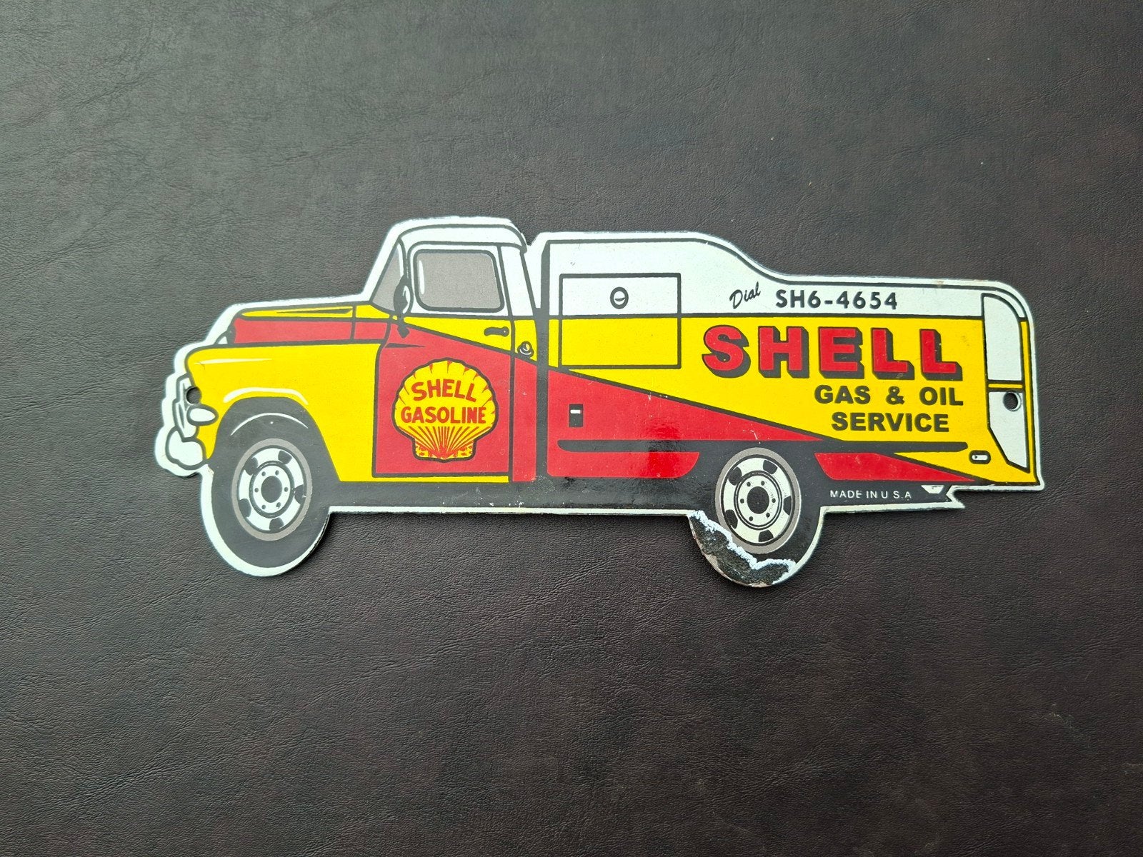 emaille Shell auto bordje, Verzenden, Gebruikt, Reclamebord