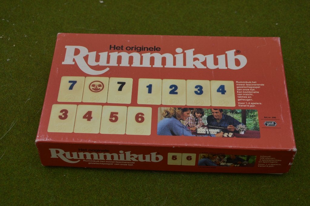 Vintage Original Rummikub reis Goliath in een rode doos `80s, Een of twee spelers, Ophalen of Verzenden, Gebruikt, Goliath