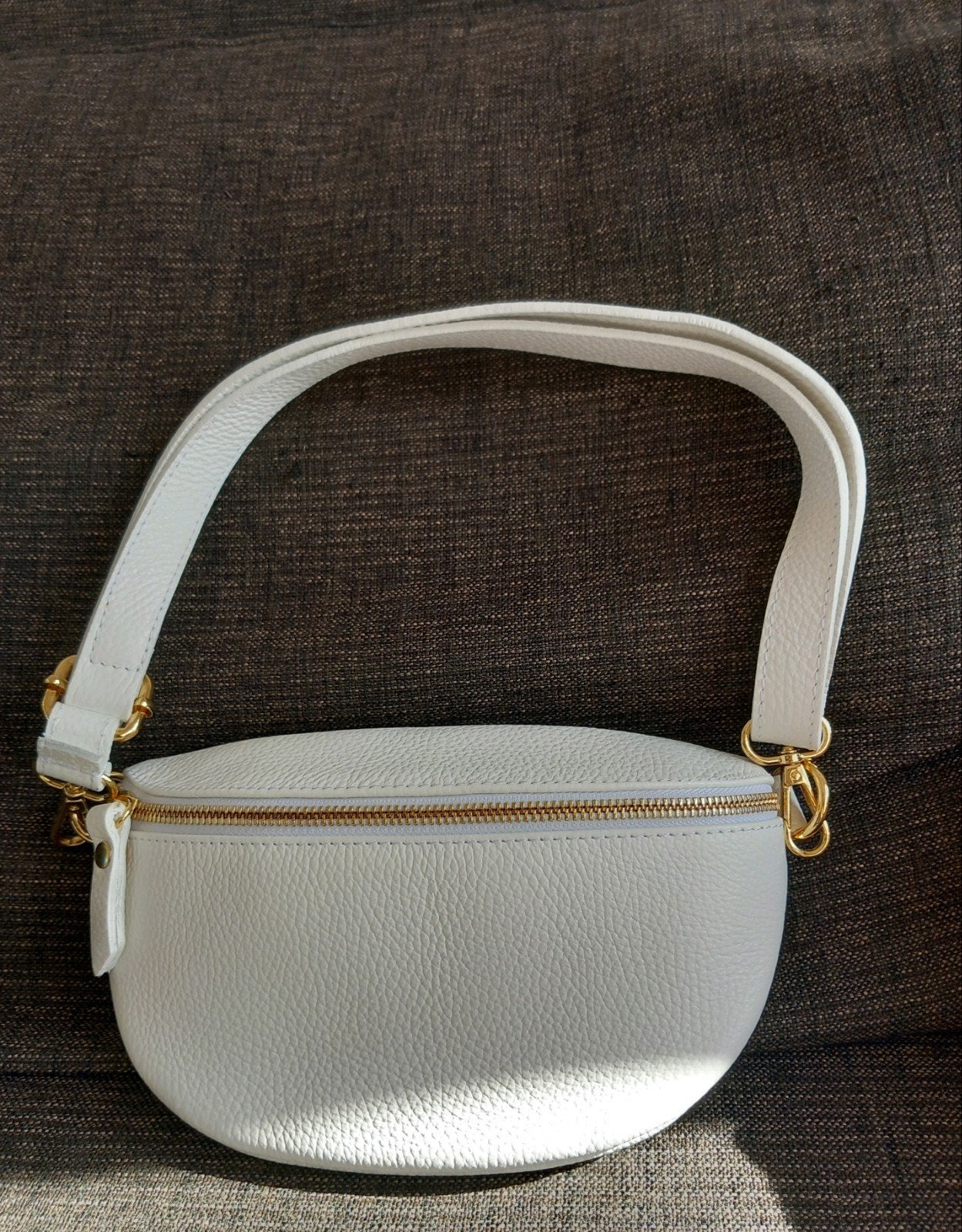 Witte Leren Schoudertas - Made in Italy, Ophalen of Verzenden, Nieuw, Wit, Schoudertasje