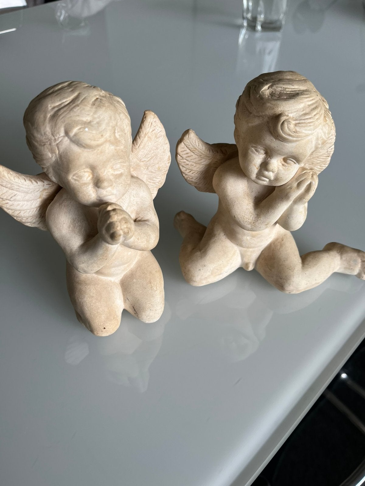 Beeldjes engeltjes aardewerk, Ophalen of Verzenden, Gebruikt, Religie
