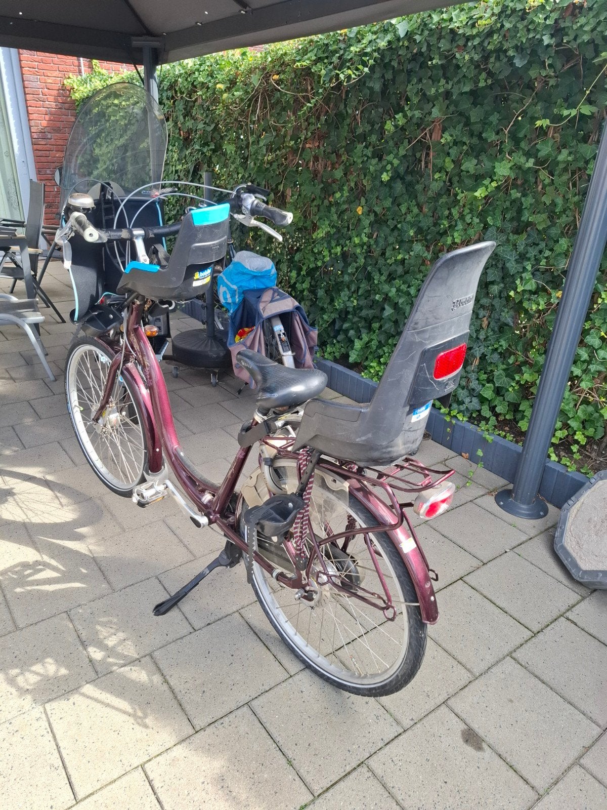 Sparta Amazone fiets met 2 kinderstoelen, z.g.a.n., Fietsen en Brommers, Fietsen | Dames | Damesfietsen, Ophalen, Sparta, Trommelrem