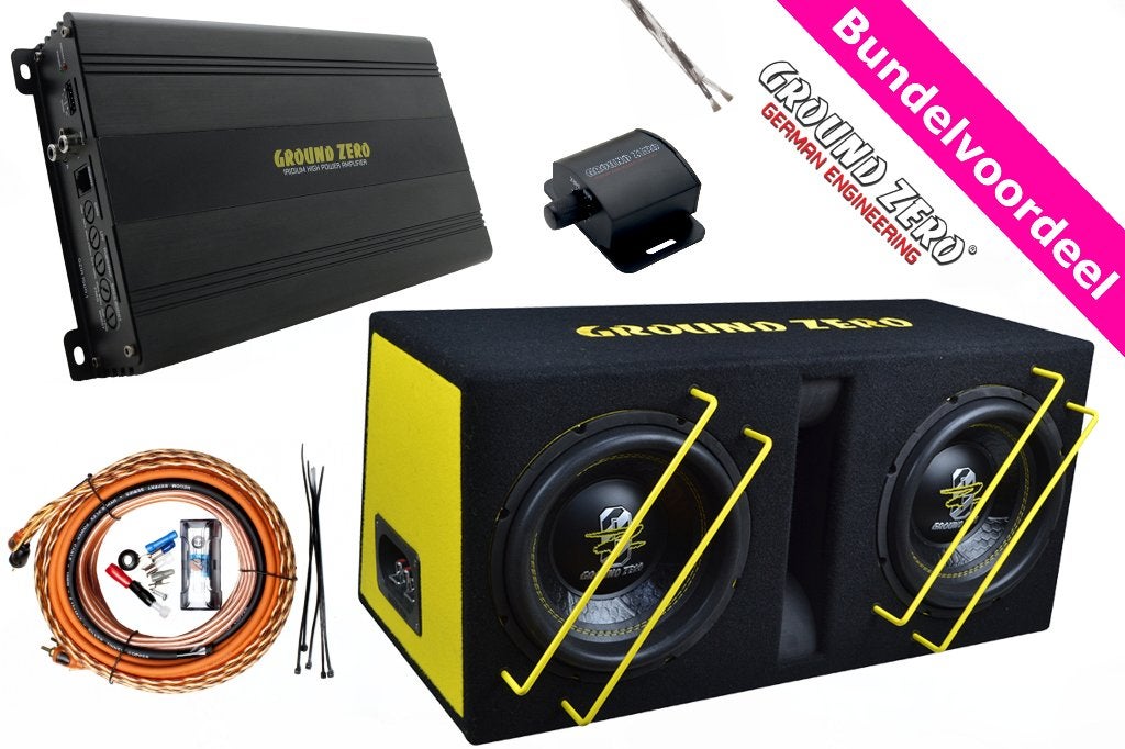Ground Zero 2.10SPL + Monoblock & Kabels **Zware Bass Set**, ., Nieuw, Ophalen of Verzenden, .