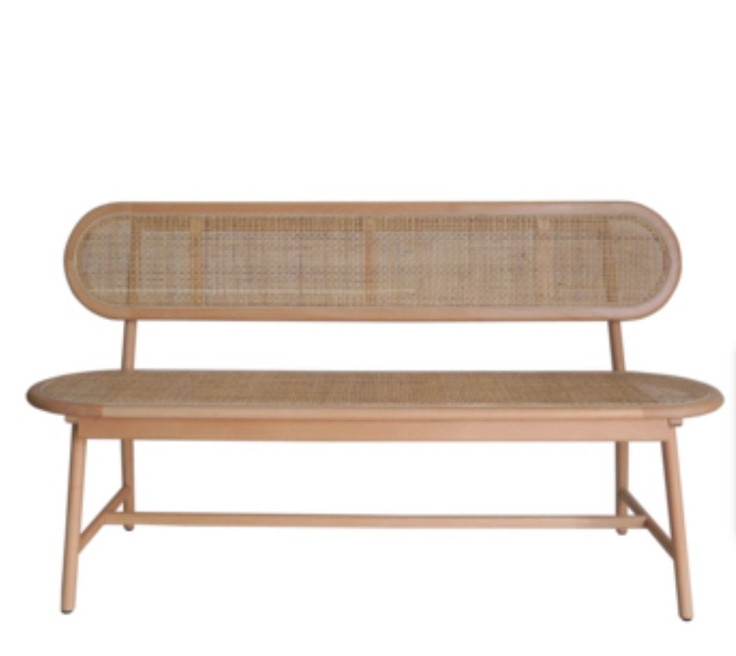 KARWEI Annette Eetkamerbank Naturel | Webbing | 160 cm, Ophalen, Minder dan 75 cm, 150 tot 200 cm, Driepersoons