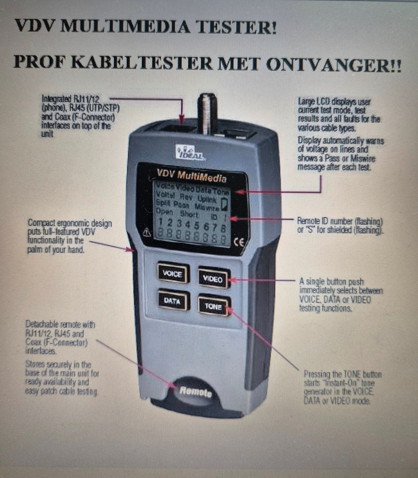 "VDV MULTIMEDIA TESTER", Ophalen of Verzenden, Gebruikt, Elektriciteit