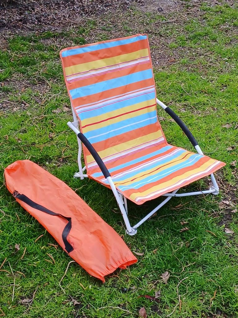 Opvouwbare Campingstoel met Draagtas - Kleurrijk Gestreept, Ophalen of Verzenden, Gebruikt, Campingstoel
