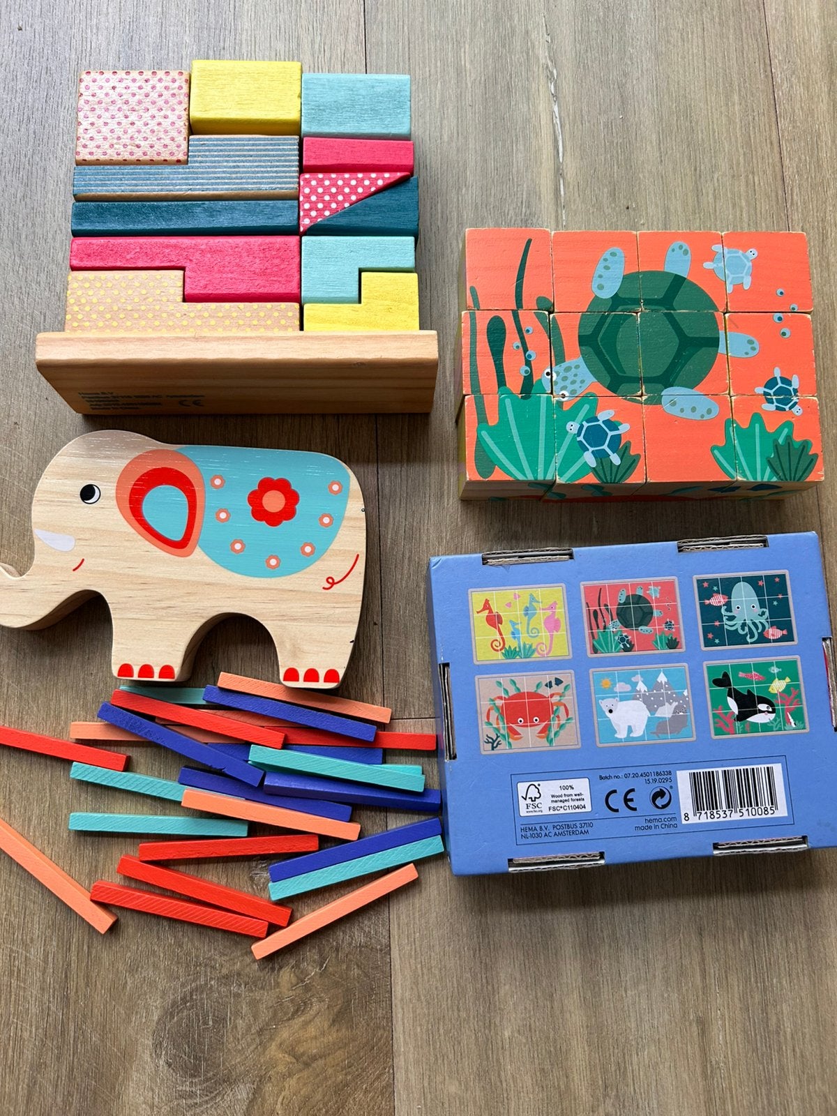 Hema houten puzzels, Kinderen en Baby's, Ophalen of Verzenden, 10 tot 50 stukjes, Zo goed als nieuw