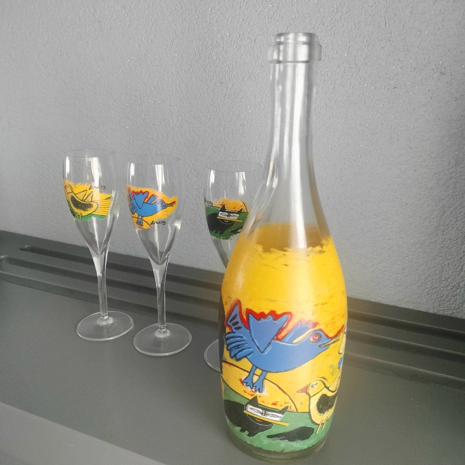 Kunst design Corneille, Ophalen of Verzenden, Meerkleurig, Glas, Set