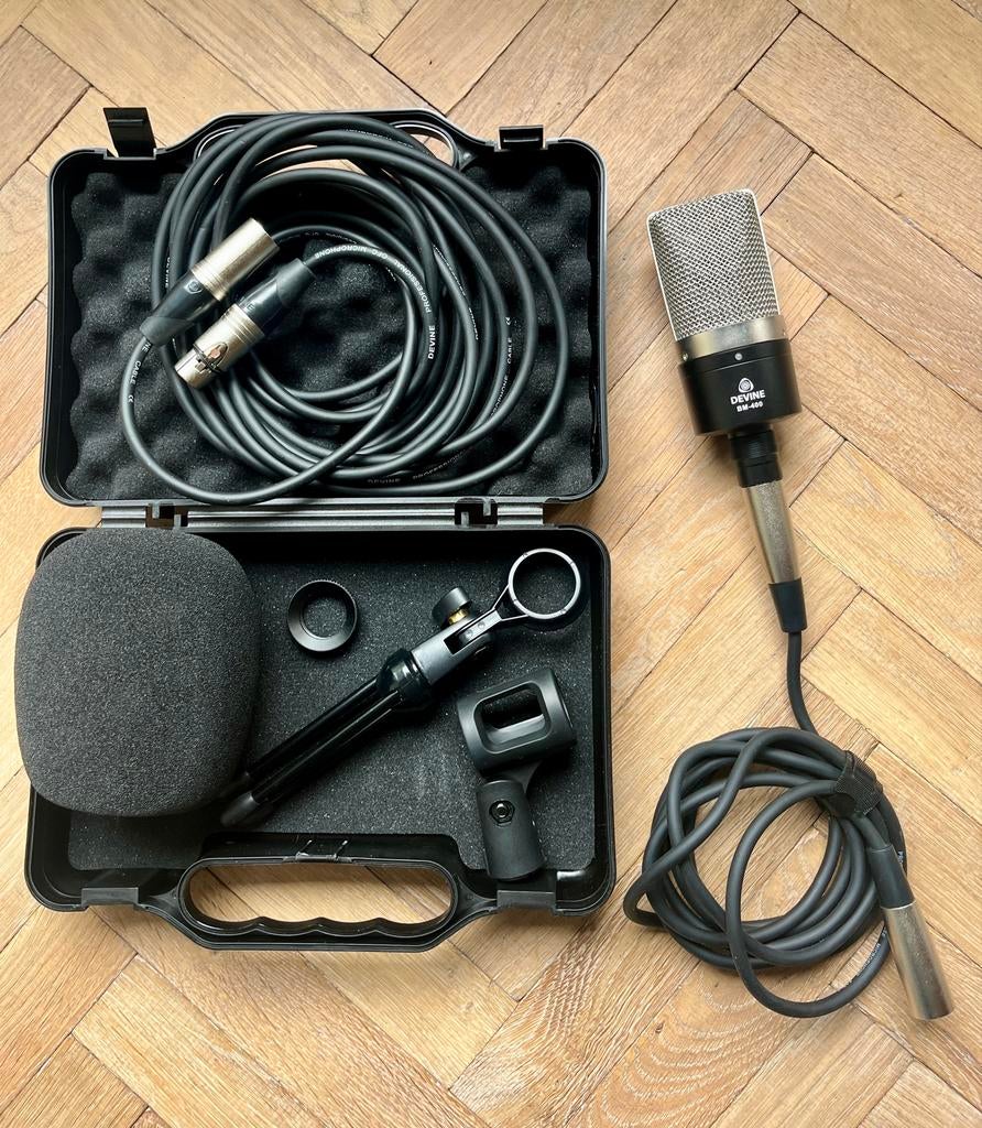 Devine BM-400 microfoon met popfilter en standaard, Ophalen of Verzenden, Zo goed als nieuw, Studiomicrofoon
