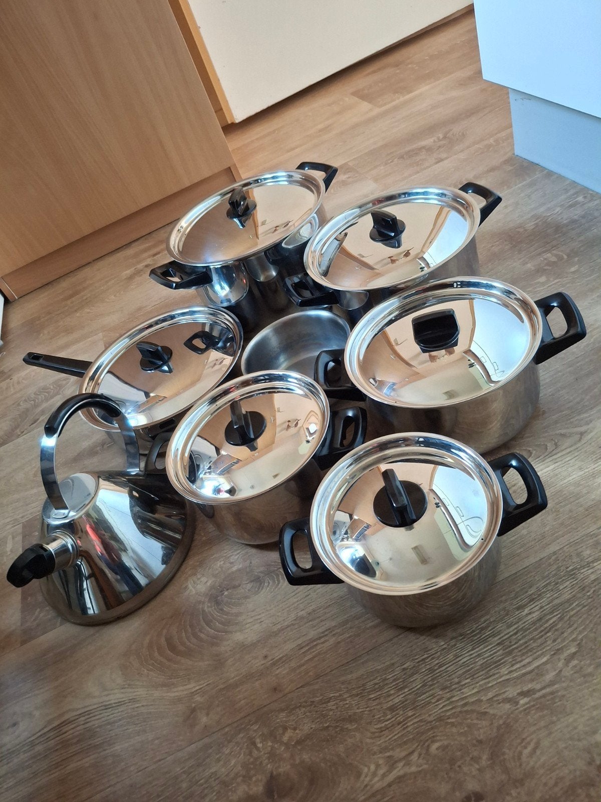 Bk pannenset 8 delig Karaat, Ophalen, Gebruikt, Pannenset, Rvs