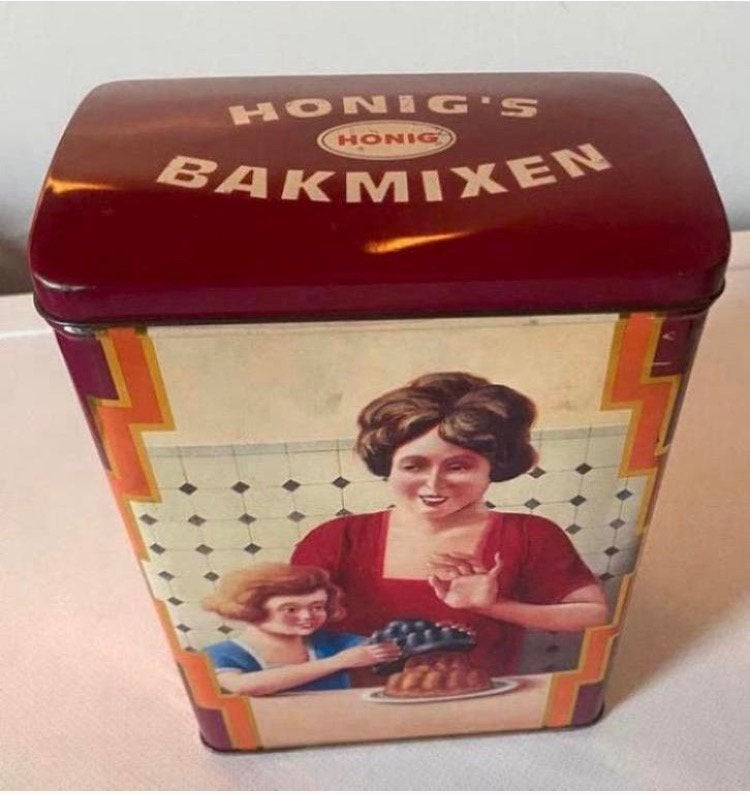 Blik van Honig’s bakmixen. Afm. 20x14x8,5 cm., Ophalen of Verzenden, Zo goed als nieuw, Overige, Overige merken