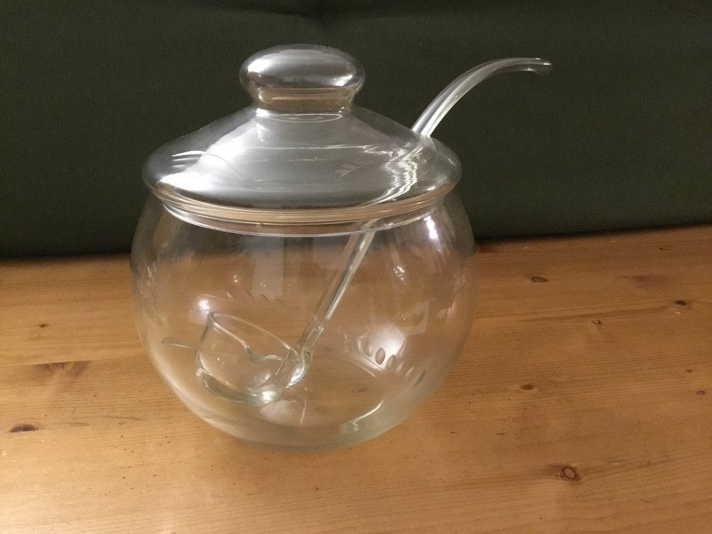 Glazen Punch Bowl met Deksel en Lepel, Ophalen