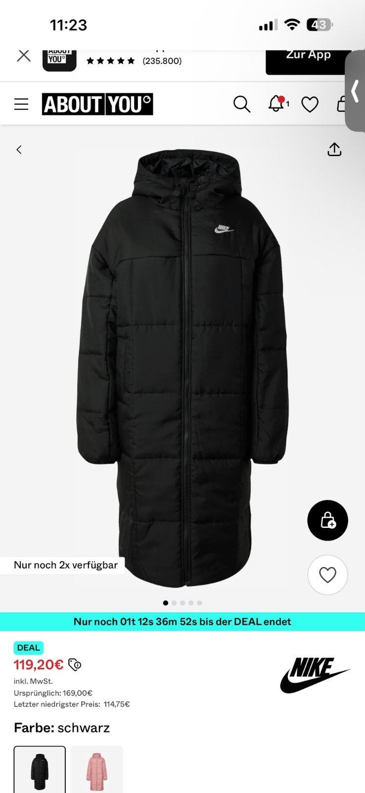 Nike Therma-FIT Lange Puffer Jas Zwart Maat L, Zwart, Maat 42/44 (L), Nike, Nieuw