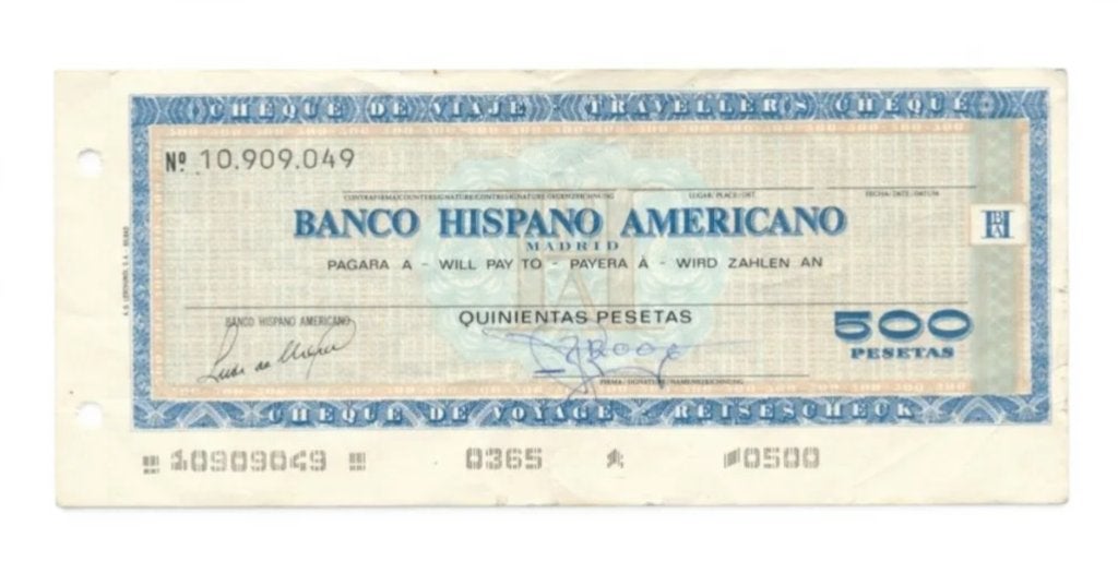 Spanje Traveler’s Cheque 500 Pesetas Jaren ’90, Ophalen of Verzenden, Overige landen, Los biljet