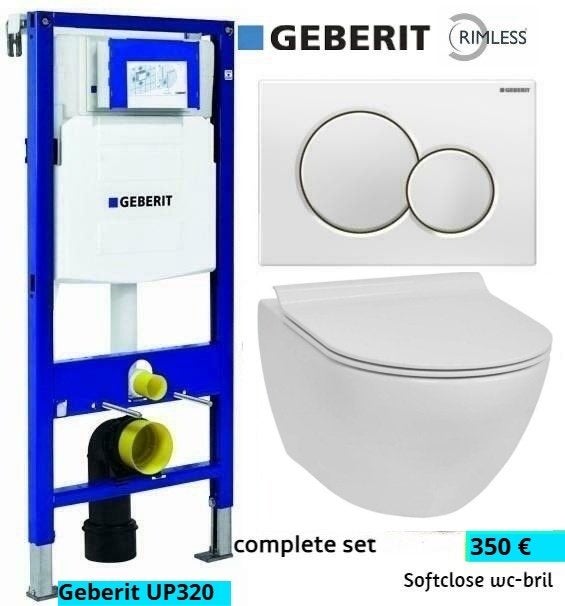 Geberit UP320 Toiletset / Rimless / Softclose WC-bril / Wit, Ophalen, Nieuw, Toilet