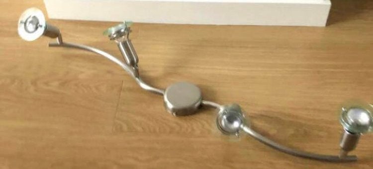 Vintage RVS Massive 4 spots plafondlamp | Memphis stijl, Ophalen of Verzenden, Zo goed als nieuw