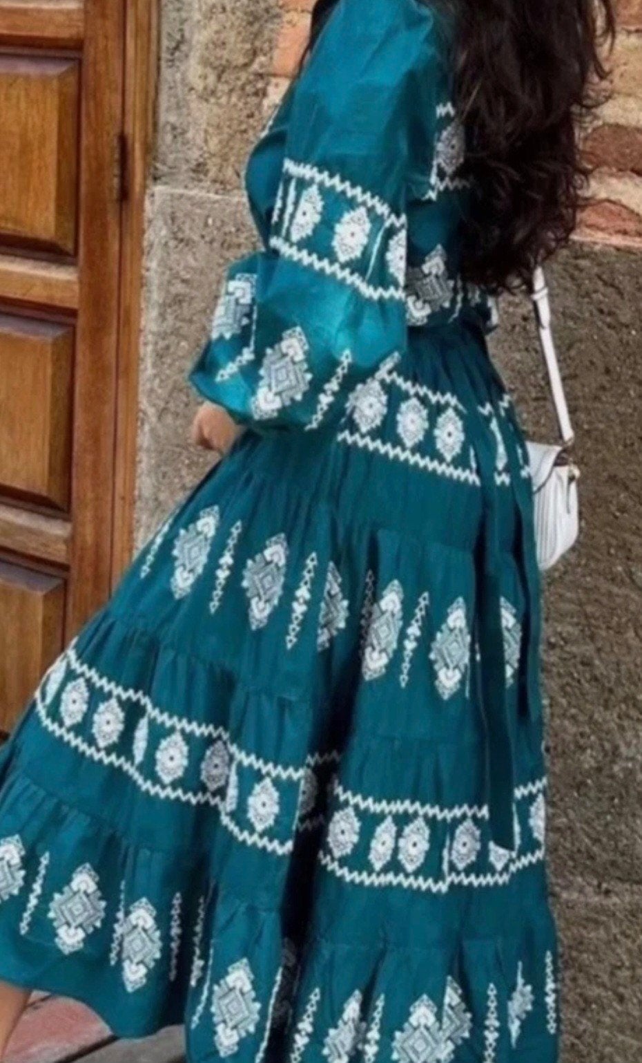 prachtige petrol groene embroidered maxi jurk xl-xxl aztec, Zara, Maat 46/48 (XL) of groter, Nieuw, Ophalen of Verzenden