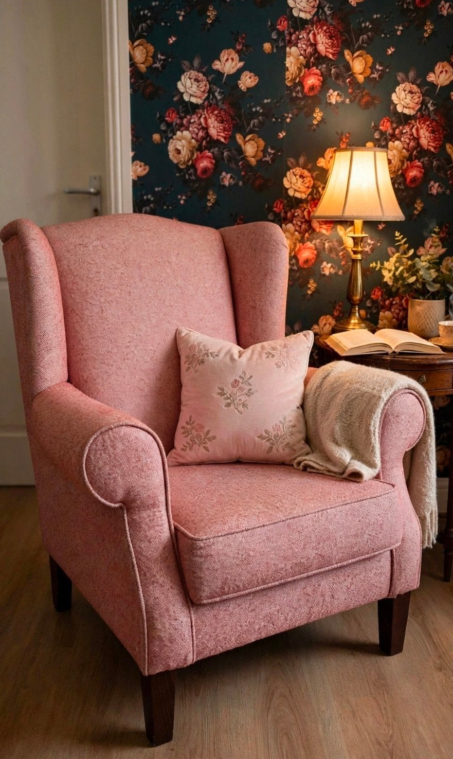 Roze oorfauteuil, Ophalen, Gebruikt, Klassiek, Comfortabel, Elegant, 75 tot 100 cm