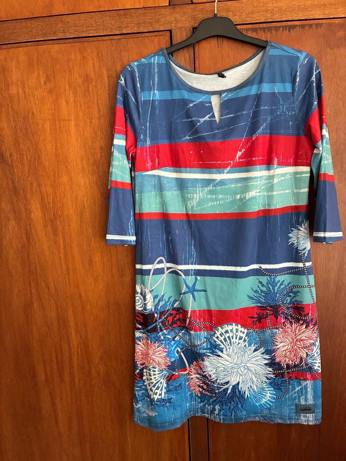 Smash! Jurk Maat L - Blauw, Rood, Wit met maritiem patroon, Maat 42/44 (L), Nieuw, Knielengte, Verzenden