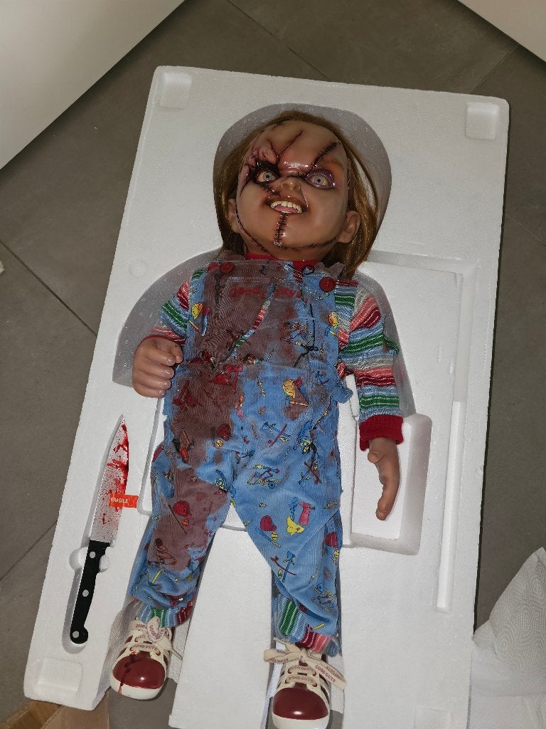 Life size seed of chucky ( sideshow), Ophalen of Verzenden, Zo goed als nieuw, Film, Beeldje, Replica of Model