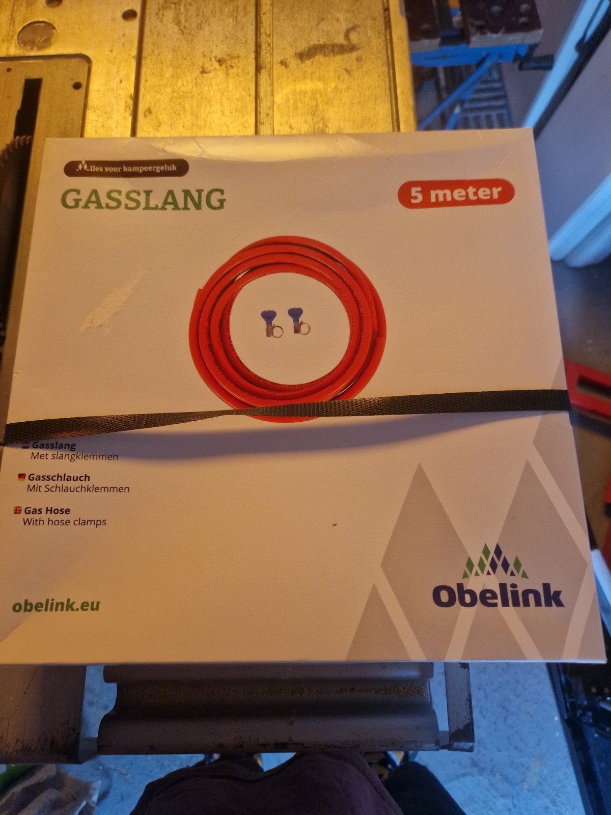 Nieuwe Obelink Gasslang 5 meter met slangklemmen, Ophalen of Verzenden