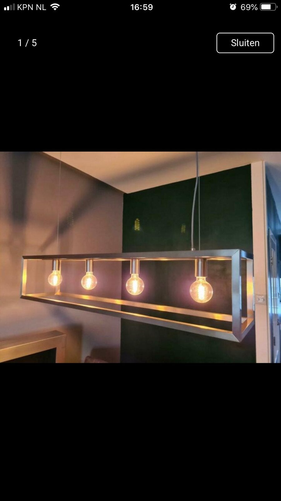 Industriële Hanglamp met 4 sierbollen, Ophalen, Zo goed als nieuw, Overige materialen, Indrustrieel