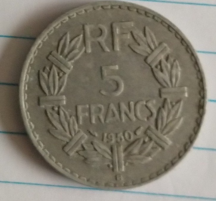 5 franc 1950 munt, volgnr 86.1, Ophalen of Verzenden, Frankrijk, Losse munt