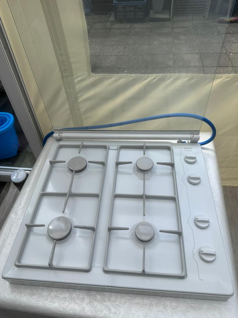 Pelgrim gaskookplaat wit 4 pits, Gebruikt, Gas, Vrijstaand, 4 kookzones