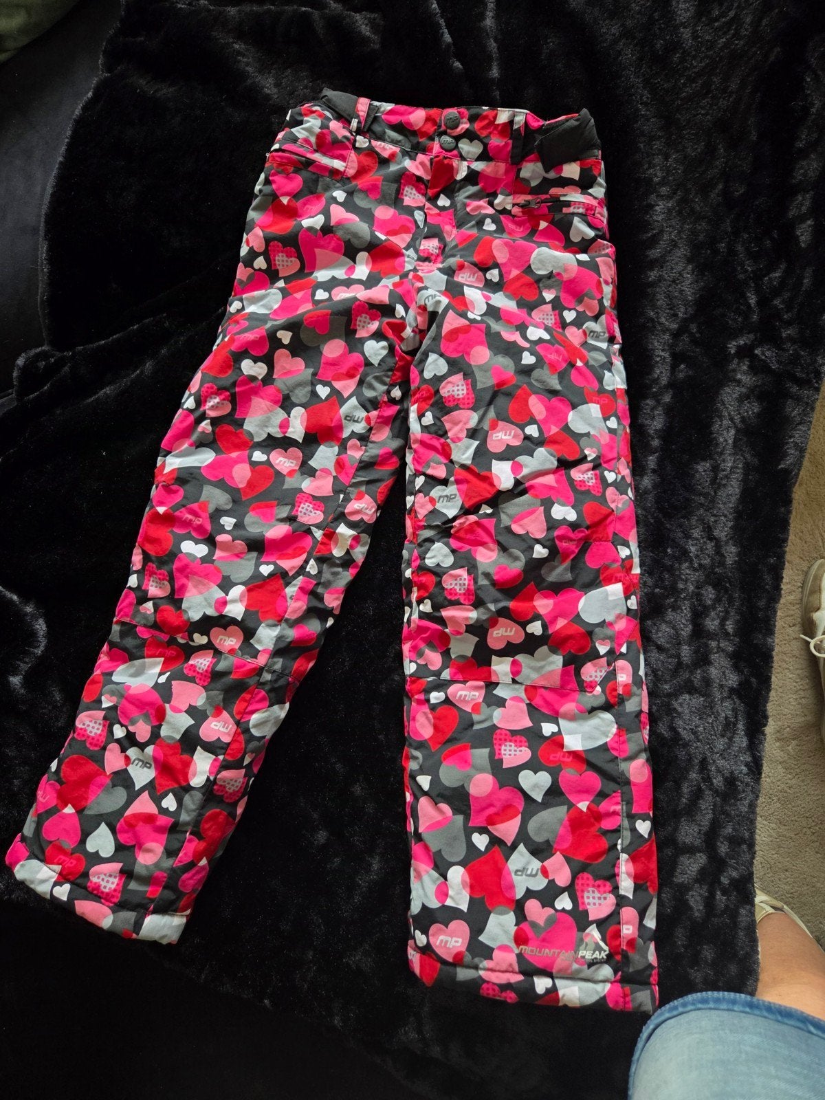 Mountain Peak skibroek met hartjespatroon, maat 140, Broek, Ophalen of Verzenden, Mountain Peak, Maat 34 (XS) of kleiner