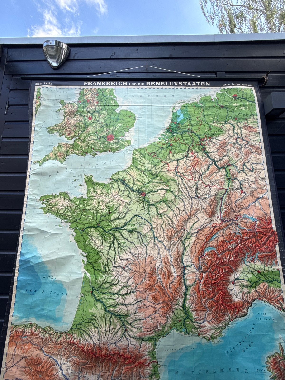 Topografische kaart Frankrijk en Beneluxstaten, Boeken, Atlassen en Landkaarten, Gelezen, Frankrijk, Ophalen of Verzenden, Landkaart