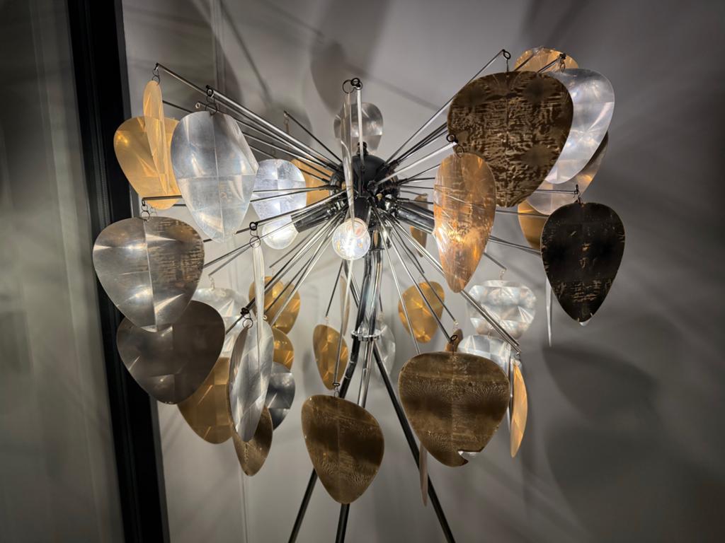 Unieke Design Vloerlamp met Metalen Bladeren, Ophalen of Verzenden, Gebruikt, Metaal, 150 tot 200 cm