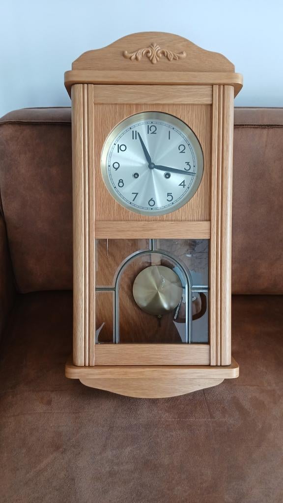 Mooie houten wandklok met slinger, Ophalen of Verzenden