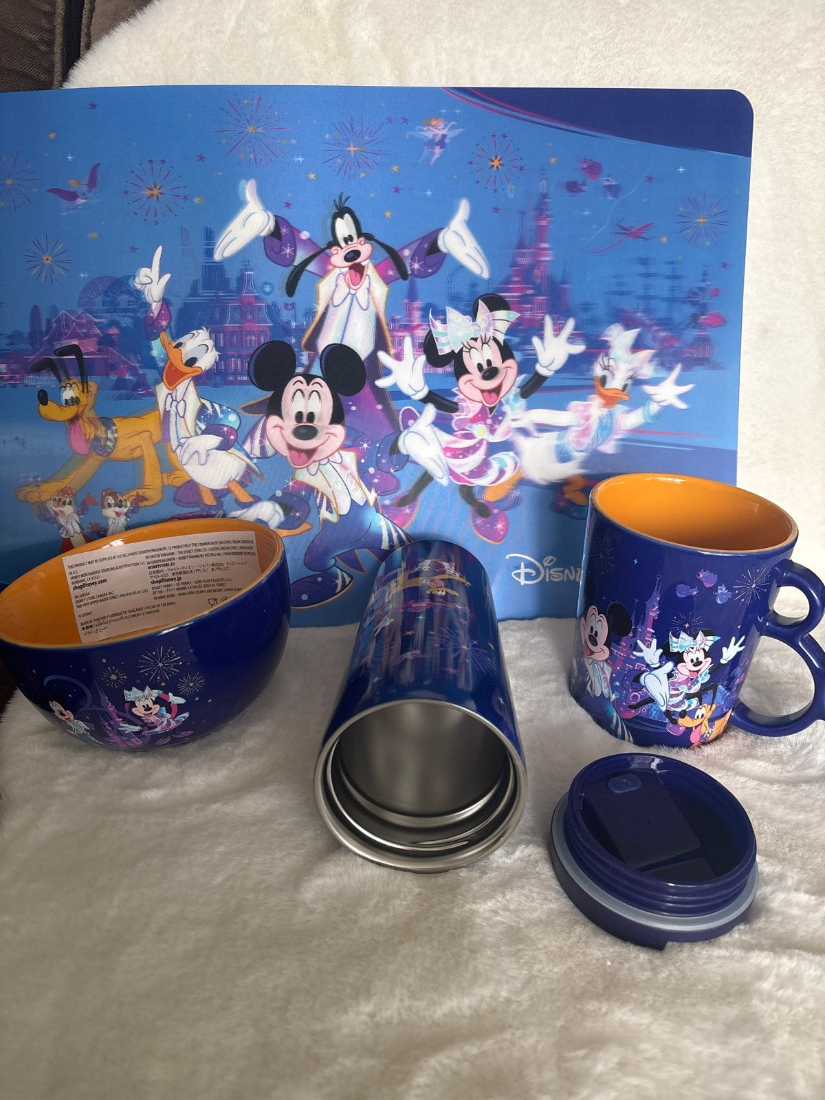 Disney Kom, Mok en Thermosfles Set - Disneyland Parijs 30 ja, Verzamelen, Disney, Ophalen of Verzenden, Mickey Mouse, Nieuw, Servies