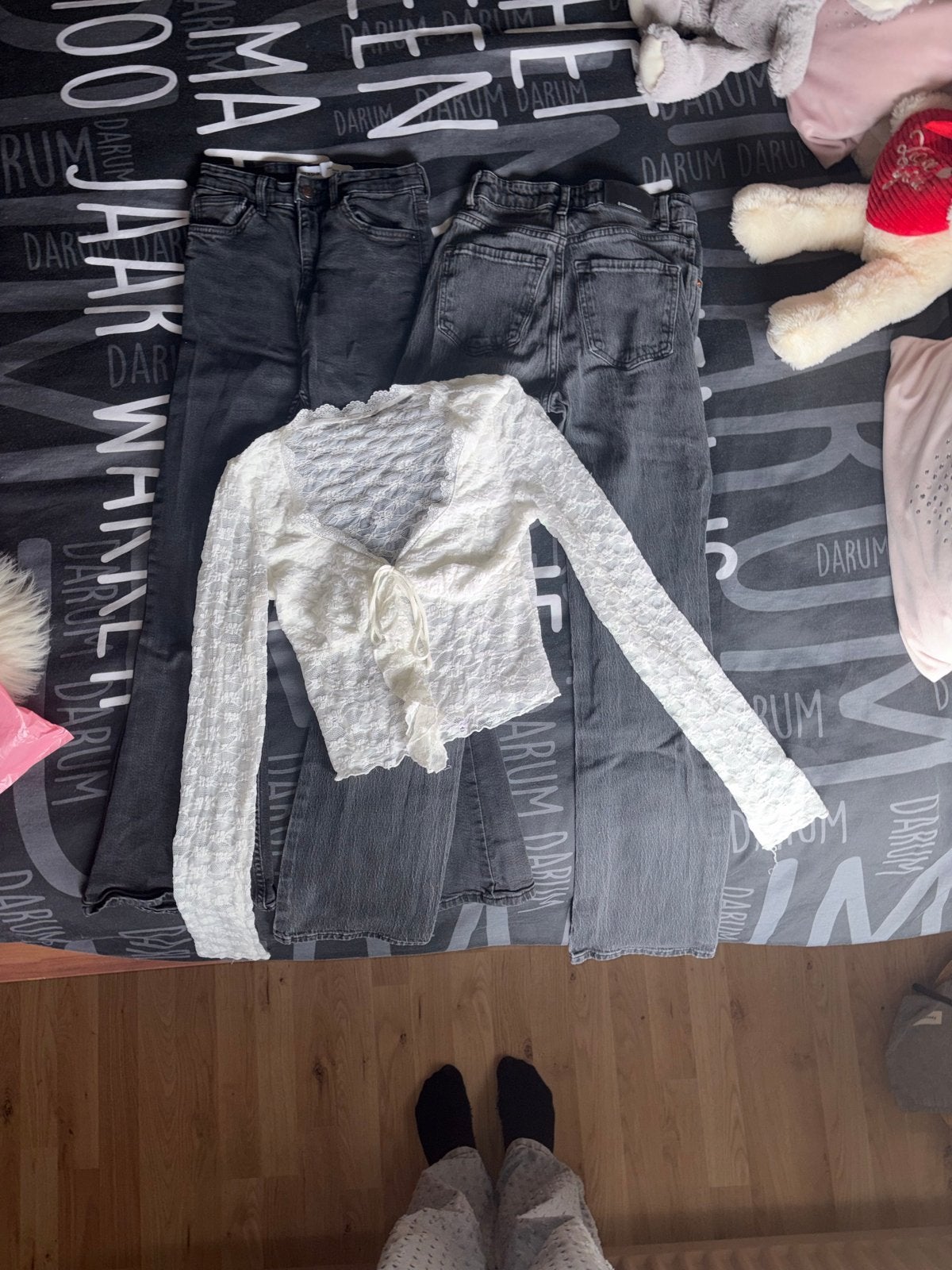 Bershka & Stradivarius Jeans & Topje Maat 34/XS, Ophalen, Zo goed als nieuw, Grijs, W27 (confectie 34) of kleiner