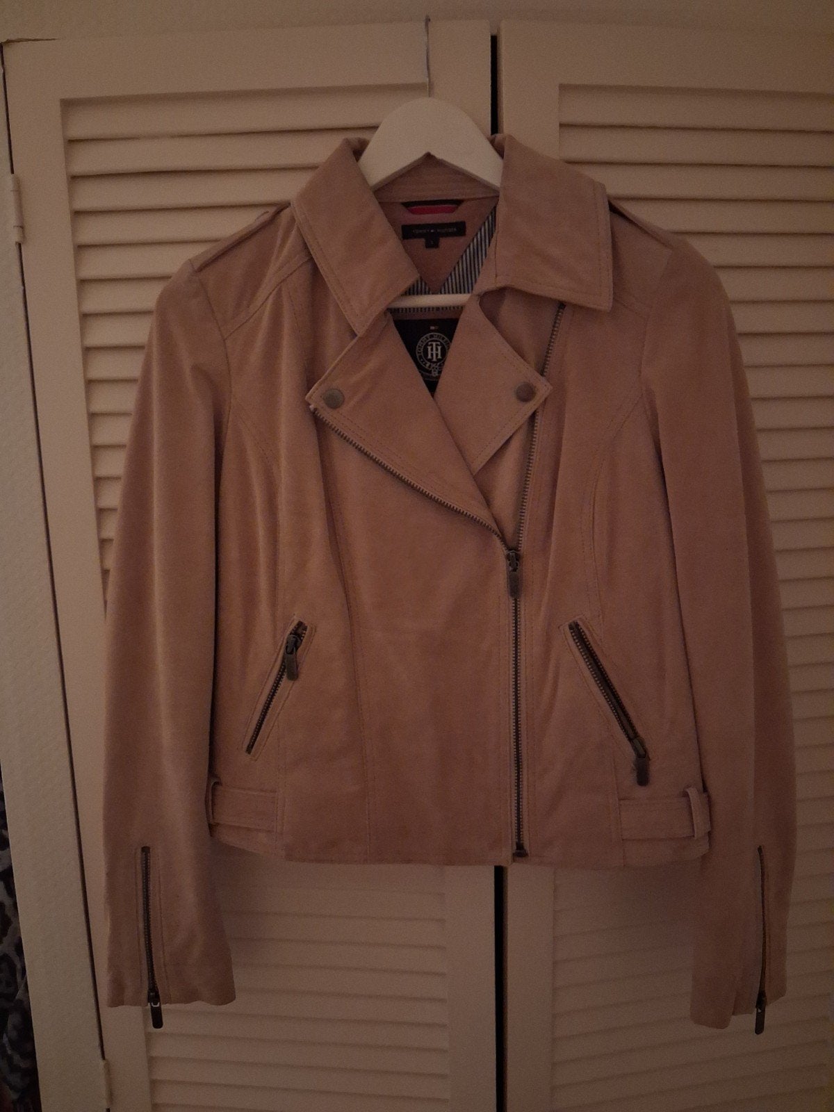 Lederen bikerjack, Beige, Nieuw, Tommy Hilfiger, Ophalen