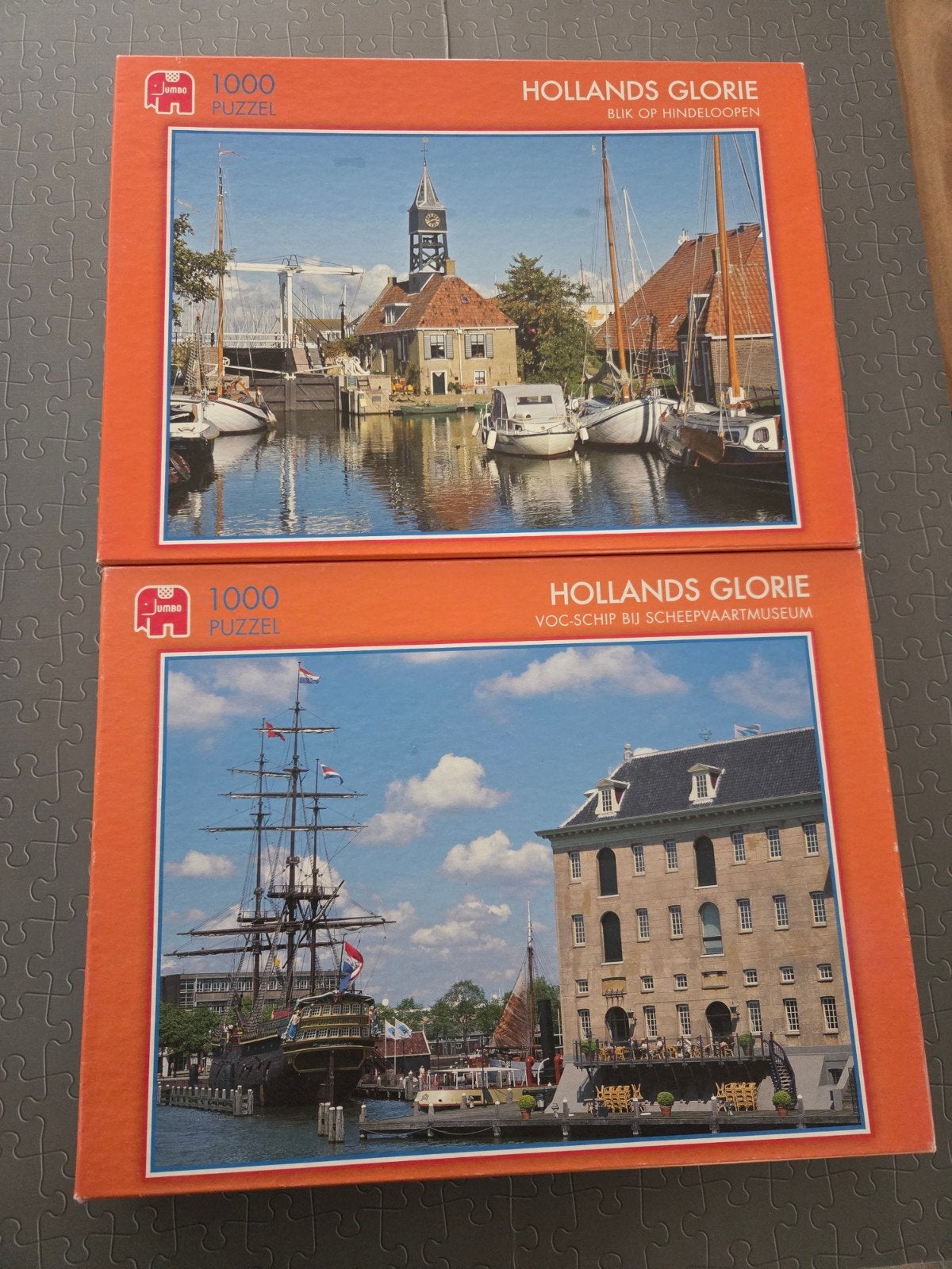 Jumbo Hollands Glorie Puzzels - 2x 1000 stukjes, Ophalen of Verzenden, 500 t/m 1500 stukjes, Gebruikt, Legpuzzel