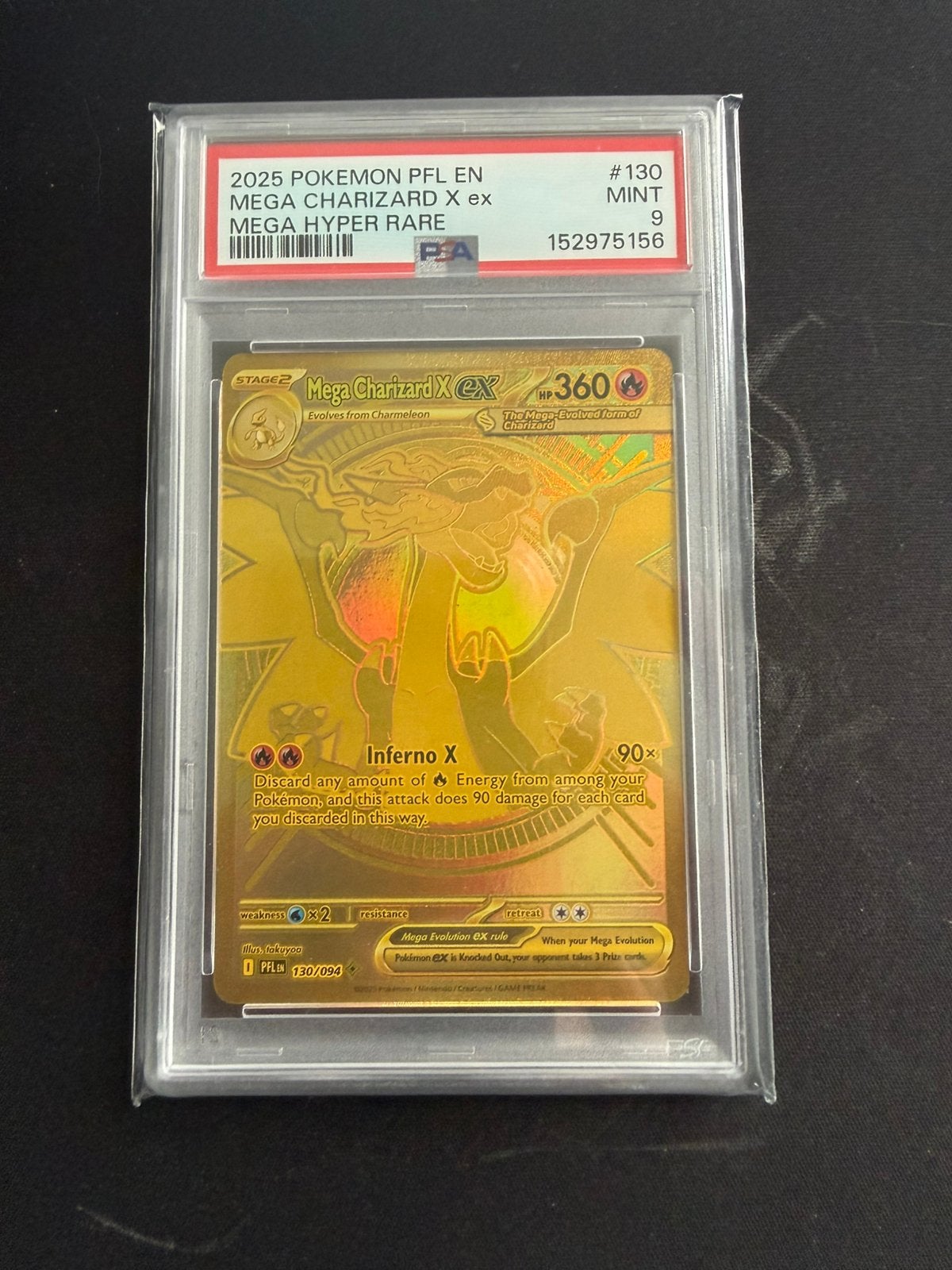 Mega Charizard X Ex PSA 9 #130 (PFL), Ophalen of Verzenden, Zo goed als nieuw