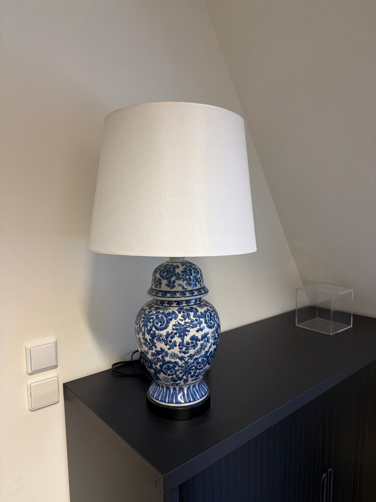 Tafellamp Delfts Blauw Stijl met Witte Kap, Blauw, Ophalen, Klassiek