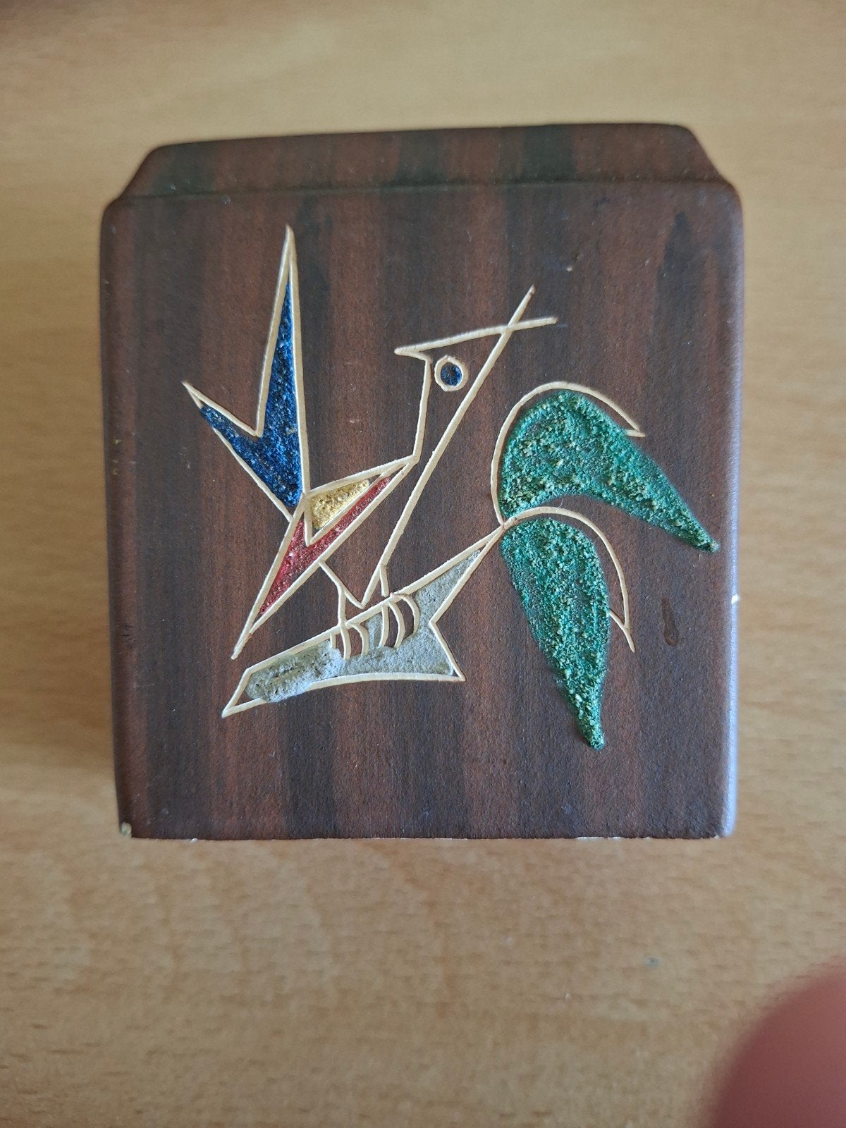 L'ancora sigarettenvaasje met vogeldecoratie, Kera-Teak, Ophalen of Verzenden