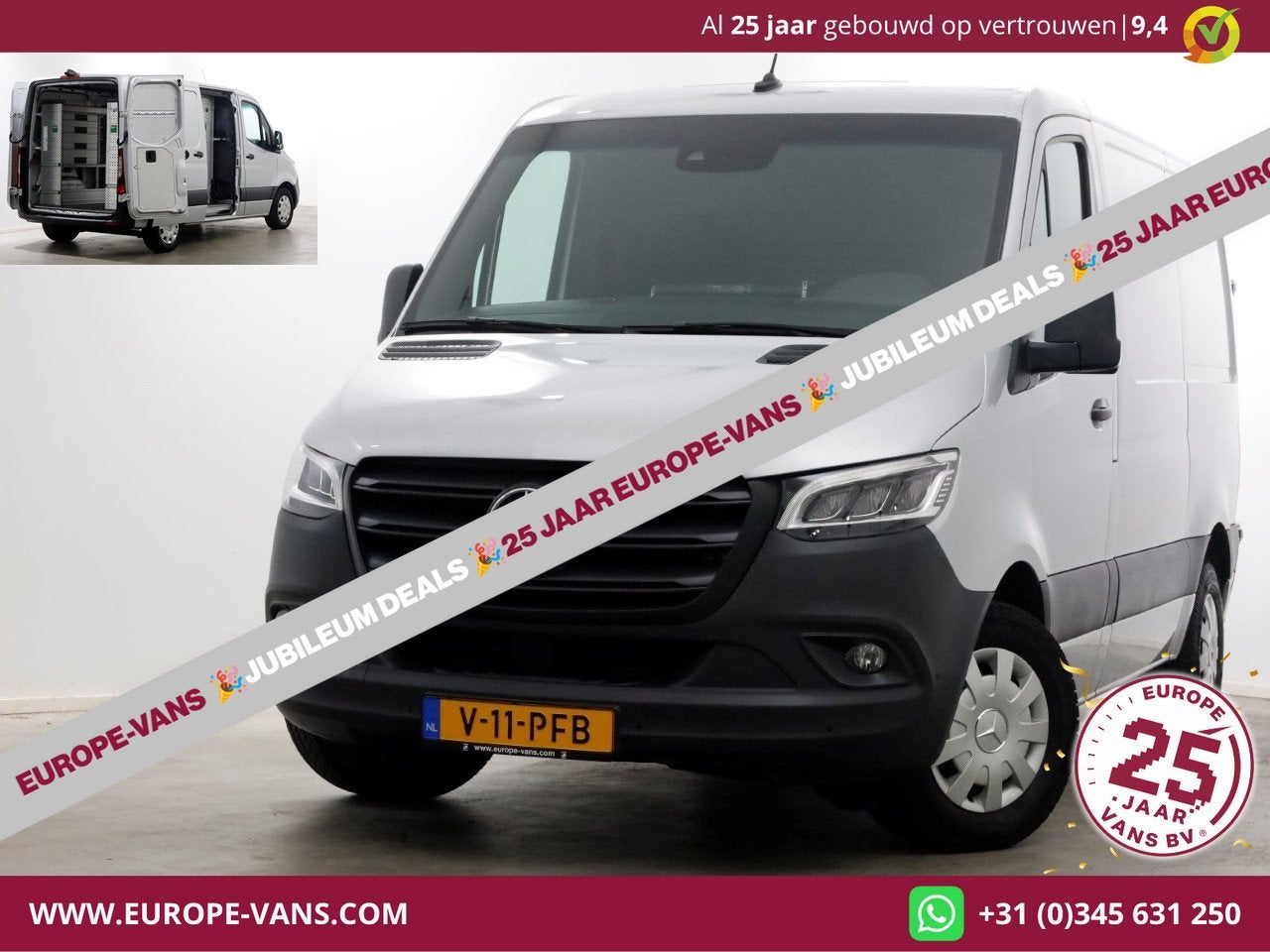 Mercedes-Benz Sprinter 314 CDI 143pk 9G Automaat L1H1 LED/AC, Auto's, Euro 6, Mercedes-Benz, Bedrijf, Diesel