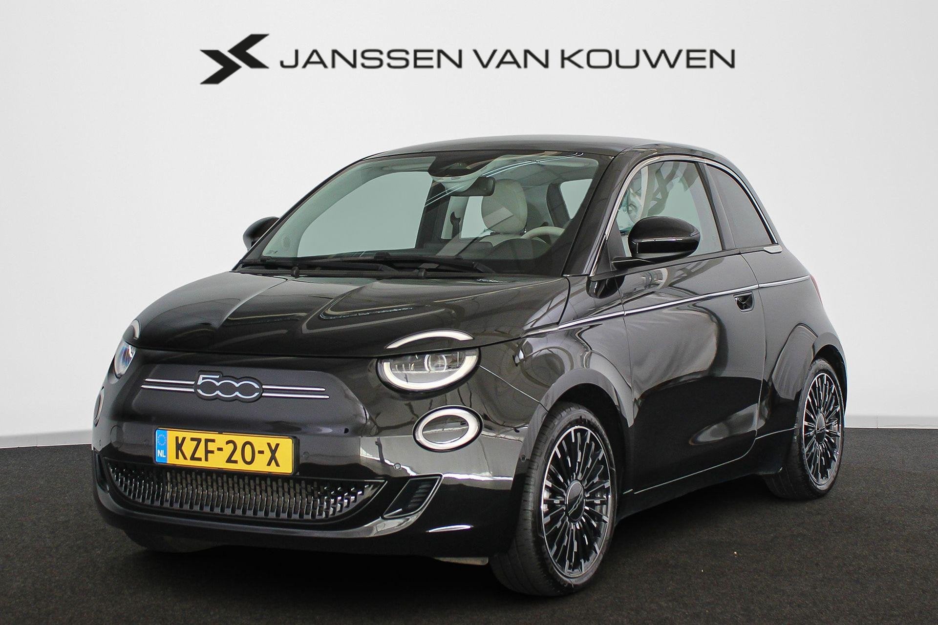 Fiat 500 La Prima 42 kWh Pano Leder Stoelverwarming JBL Came, Gebruikt, 4 stoelen, Zwart, Geïmporteerd