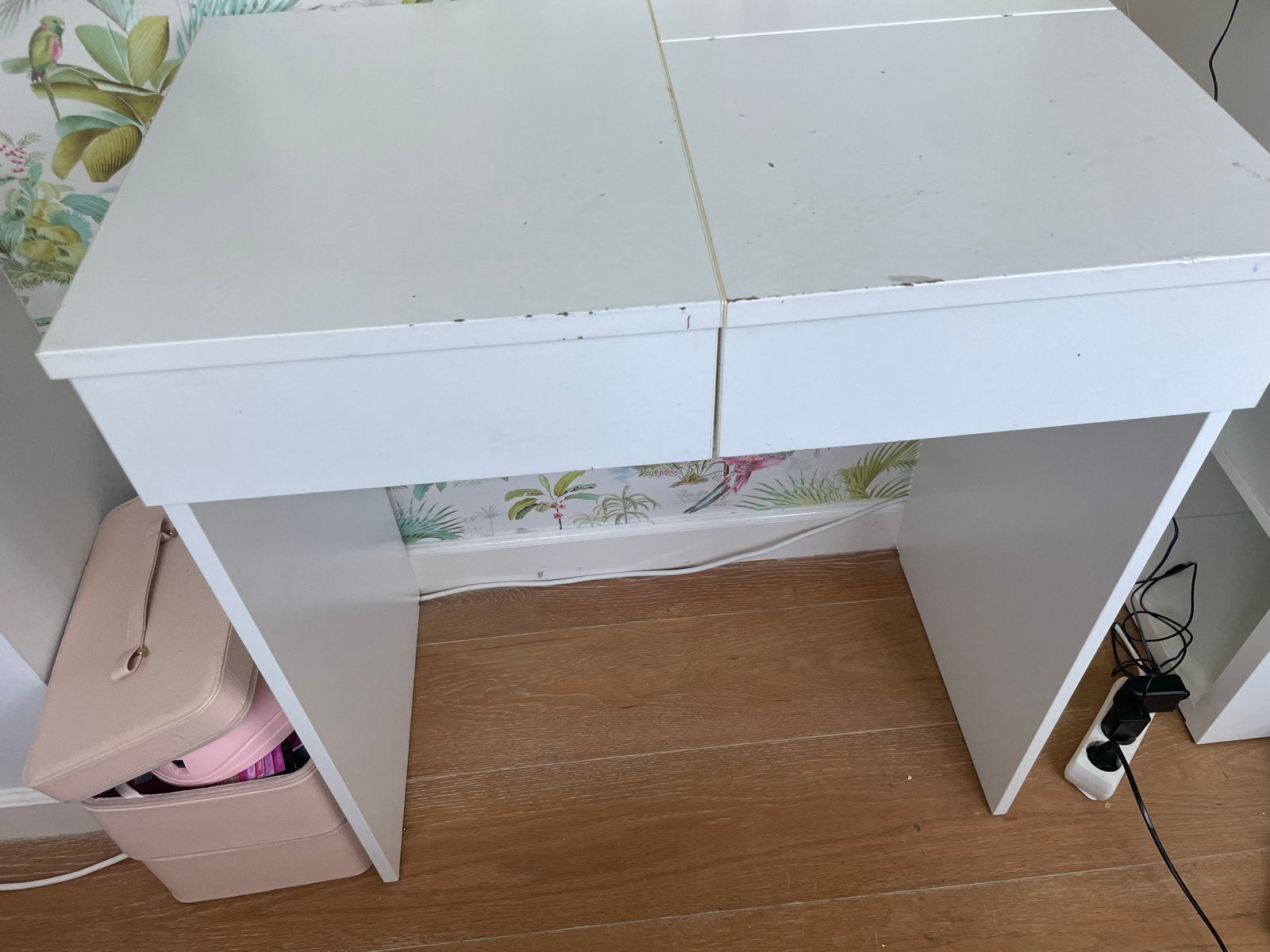 Witte kaptafel met spiegel en lades, Ophalen, Gebruikt, 100 tot 150 cm, Minder dan 100 cm