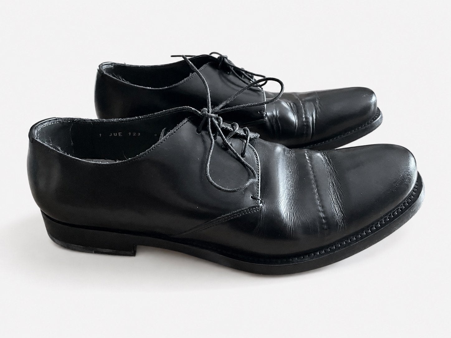 jil sander zwarte leren veterschoenen – maat 9, Ophalen of Verzenden, Zo goed als nieuw, Zwart